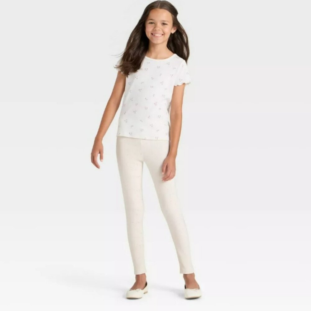 Cat & Jack Fleece Lined Leggings Cream Size 4-6X